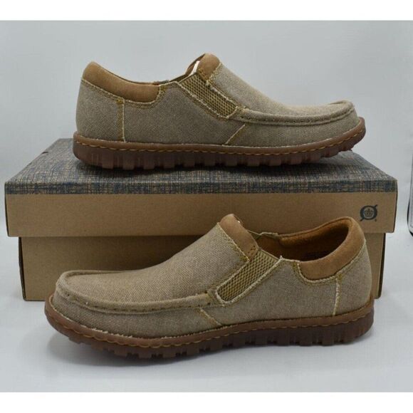 Born Mens Size 9 Gudmund Natural Canvas Slip On Loafers Shoes